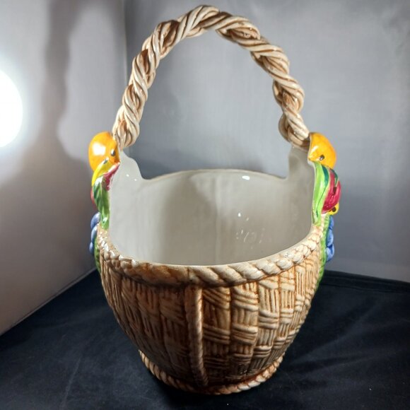 Vintage Italian Bassano Porcelain Fruit Basket Mojalica Style MCM - Picture 2 of 15